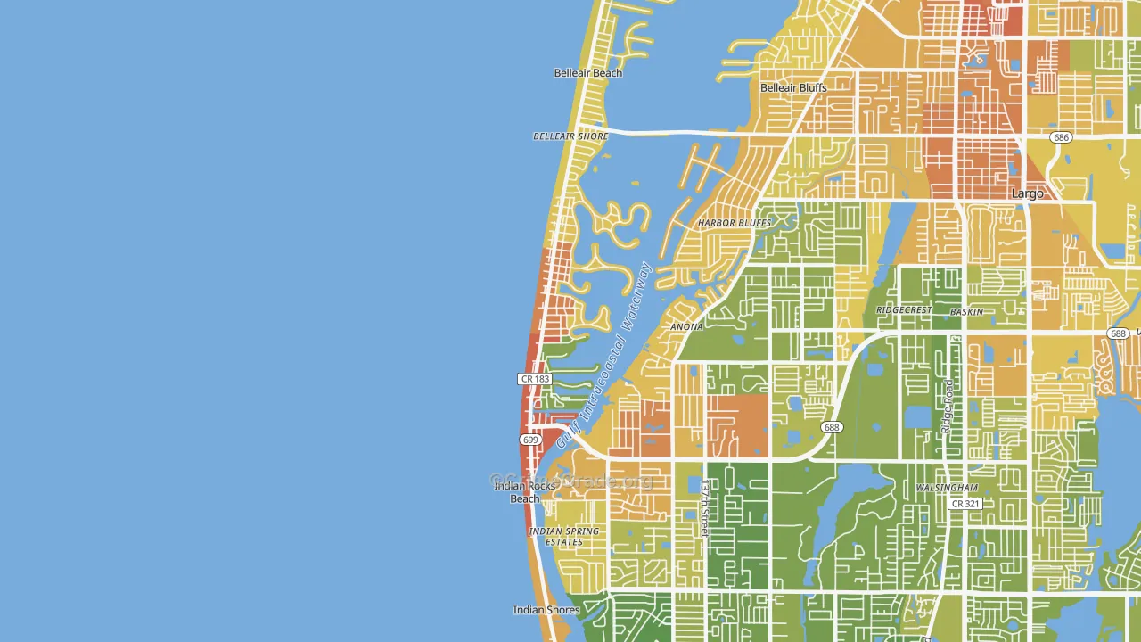 Indian Rocks Beach, FL Map of Robbery Rates