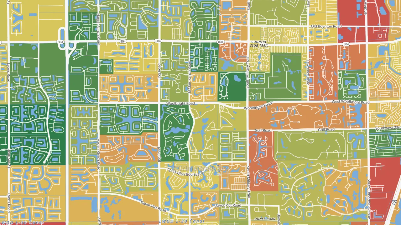 Indian Spring, Boynton Beach, FL Map of Robbery Rates