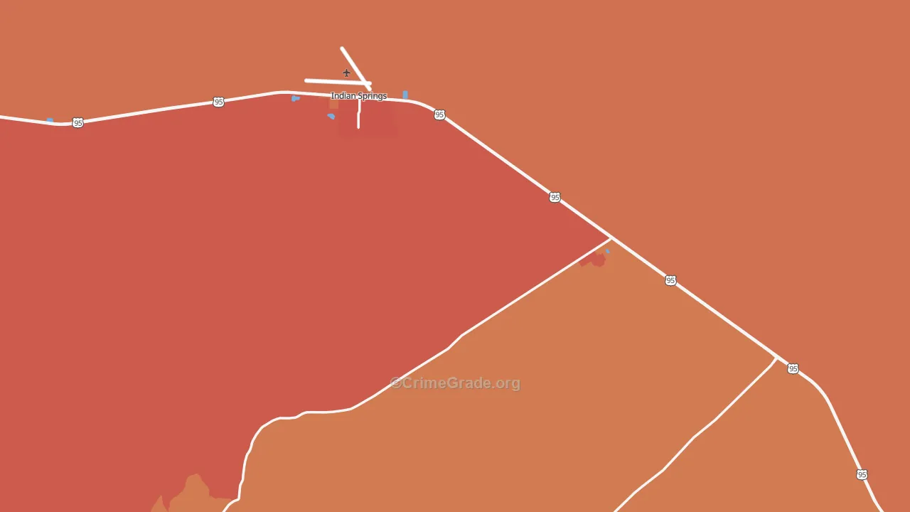 Indian Springs, NV Map of Robbery Rates