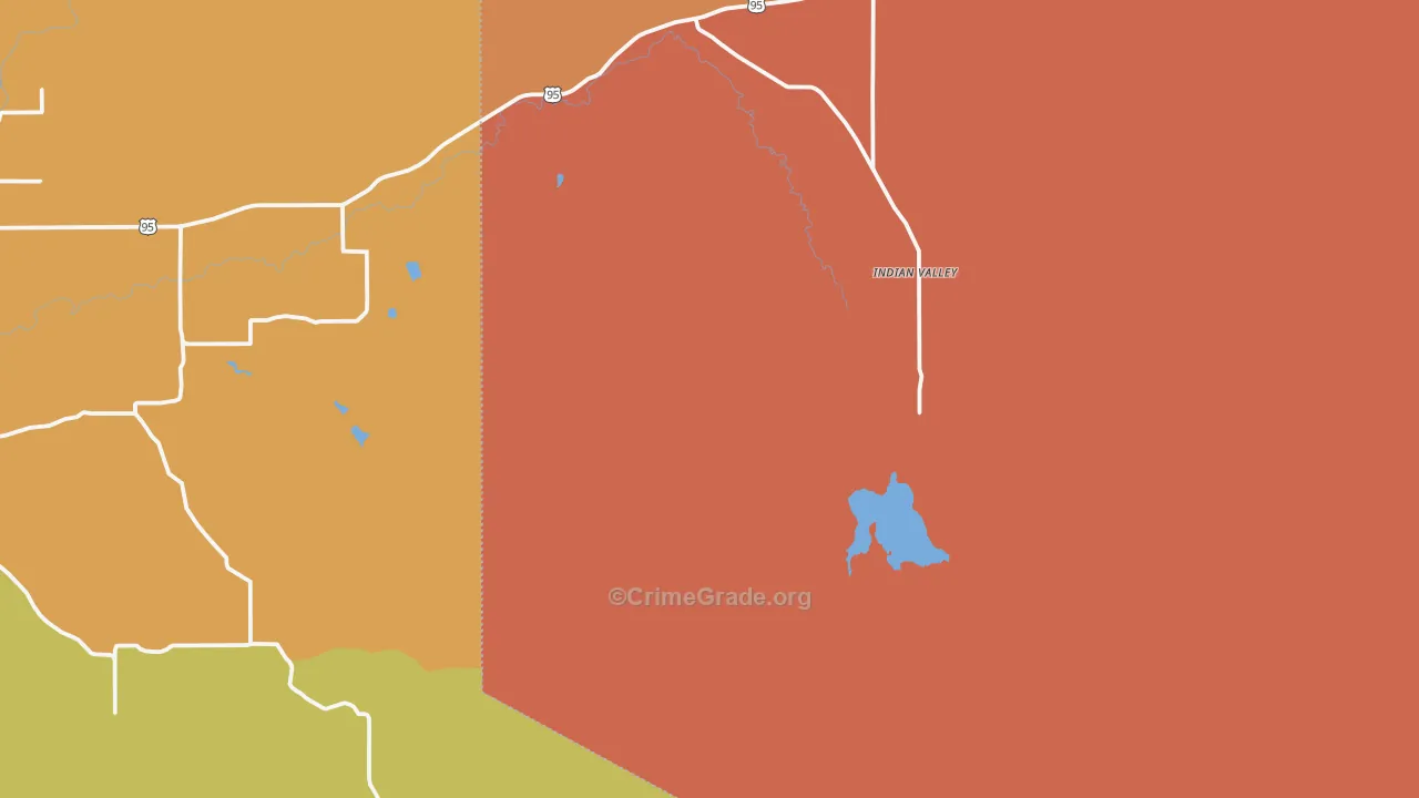 Indian Valley, ID Map of Robbery Rates