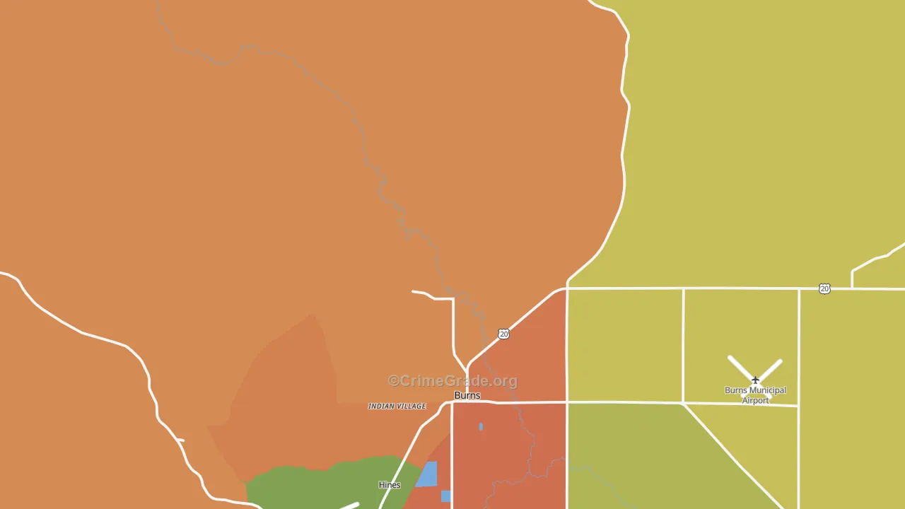 Indian Village, OR Map of Robbery Rates