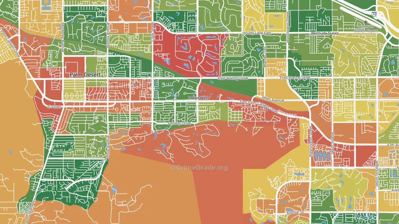 Indian Wells, CA Map of Robbery Rates