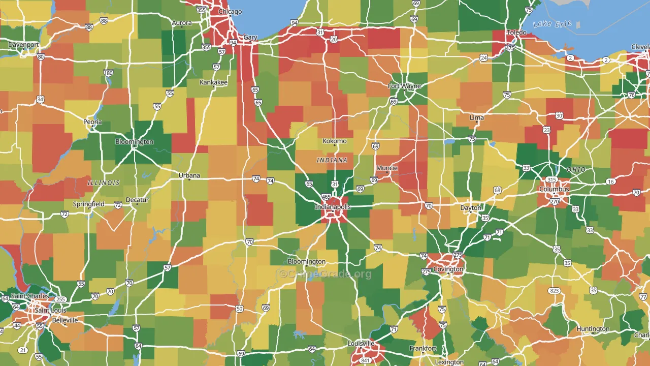 Indiana Map of Robbery Rates