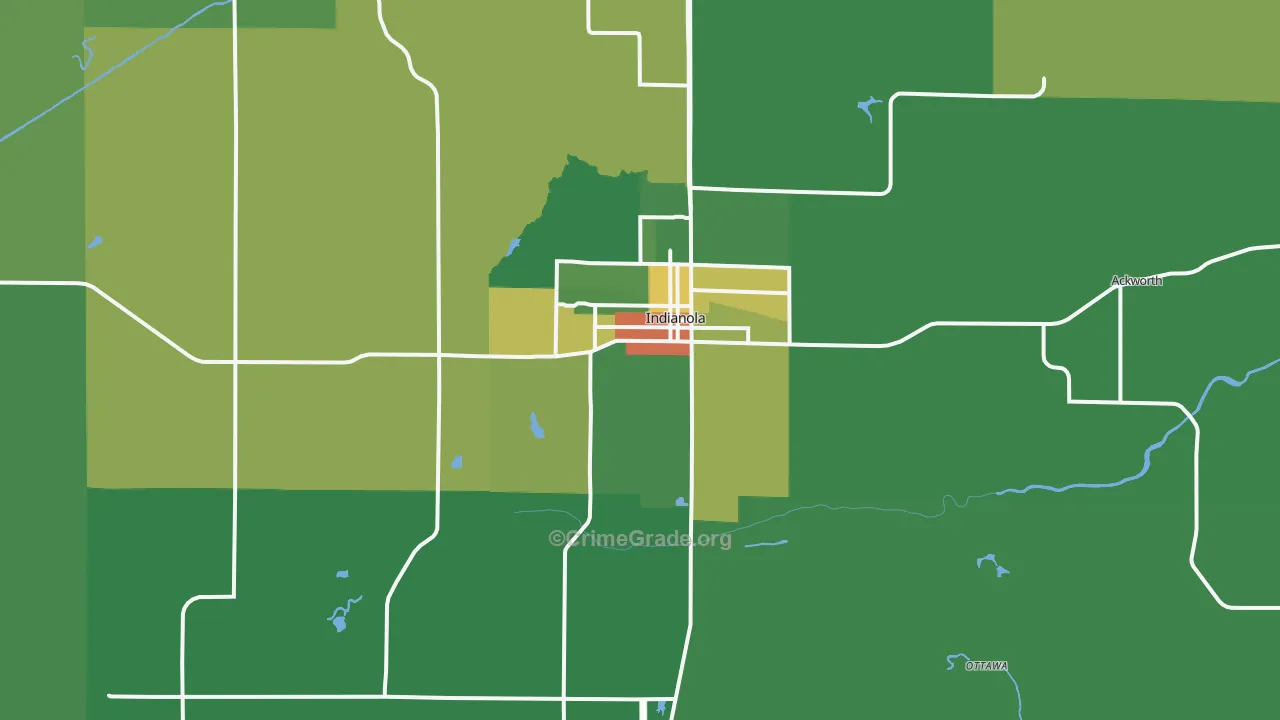 Indianola, IA Map of Robbery Rates