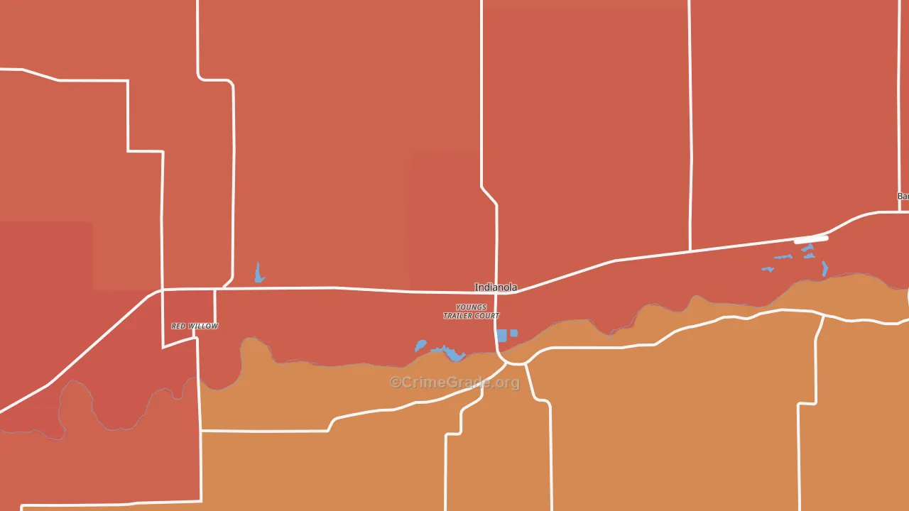 Indianola, NE Map of Robbery Rates
