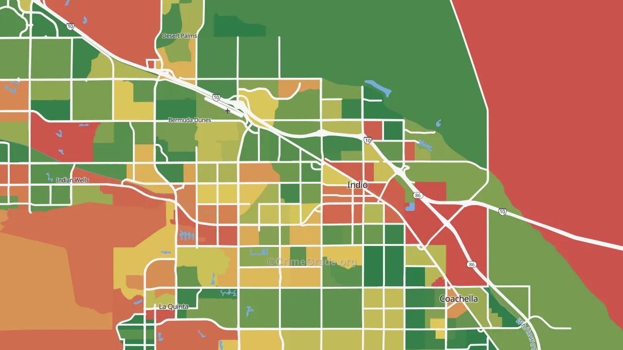 Indio, CA Map of Robbery Rates