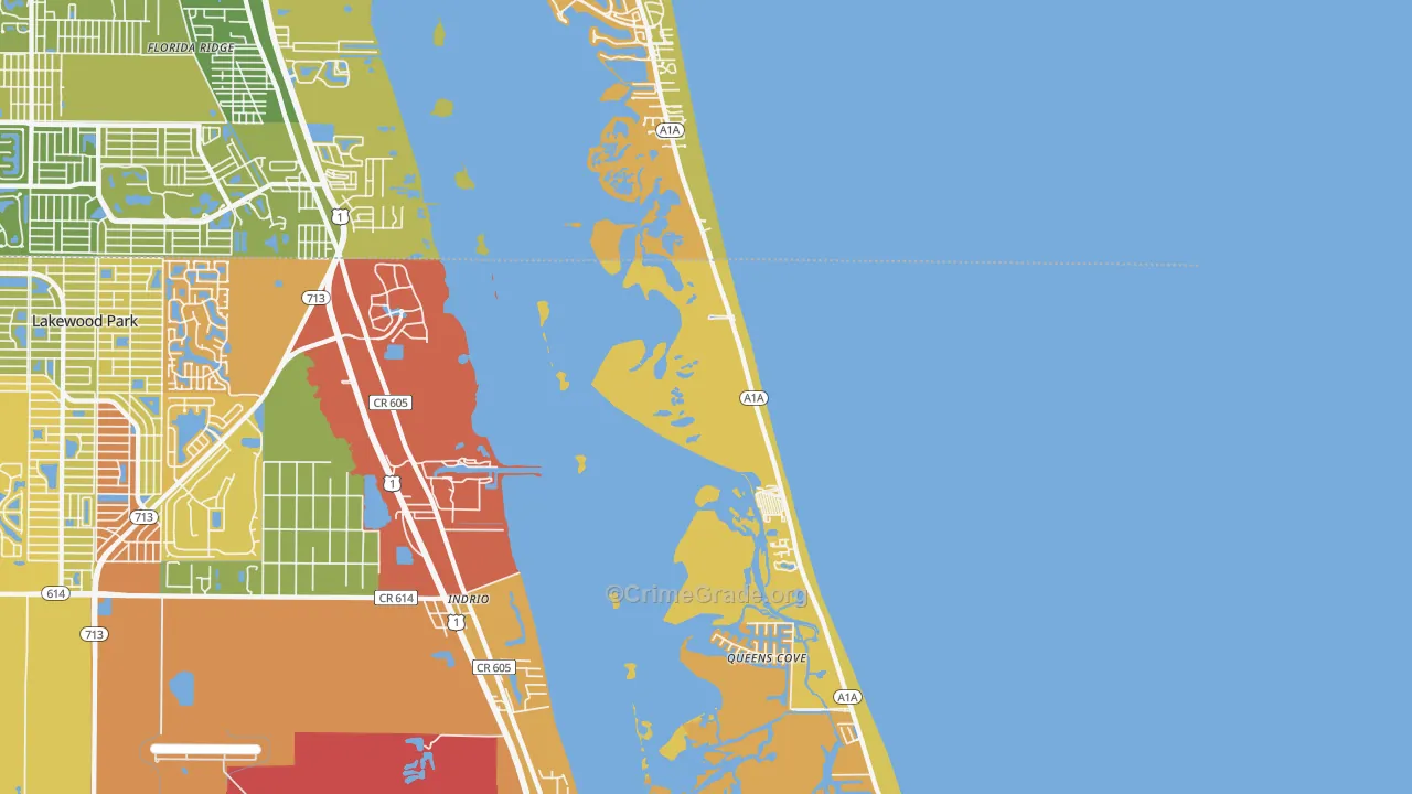 Indrio, FL Map of Robbery Rates