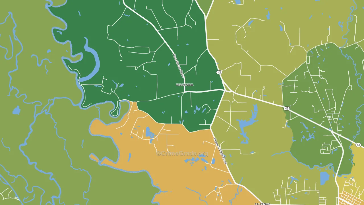 Industrial, MS Map of Robbery Rates
