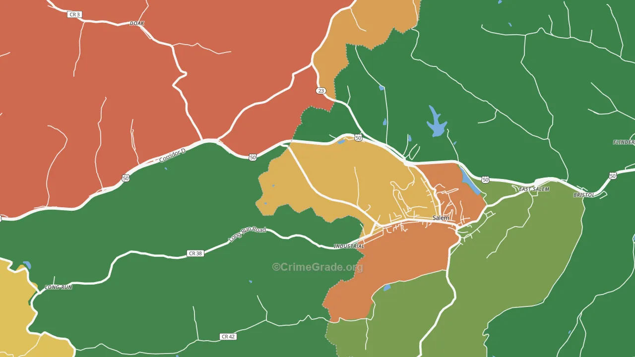 Industrial, WV Map of Robbery Rates