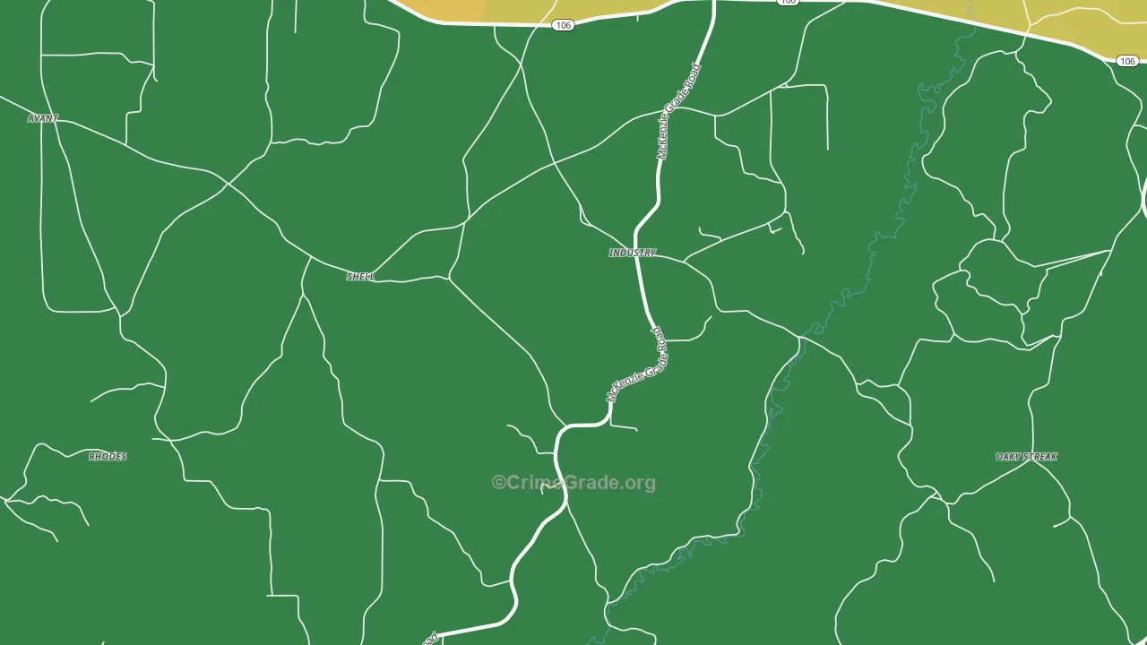 Industry, AL Map of Robbery Rates