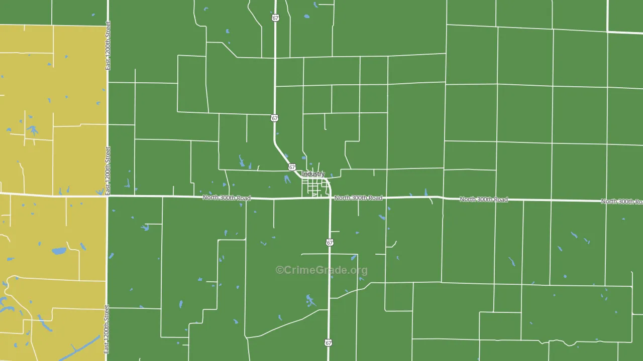 Industry, IL Map of Robbery Rates