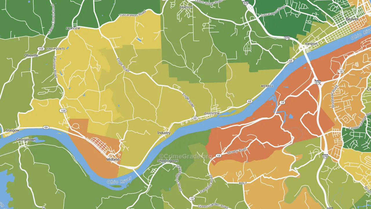 Industry, PA Map of Robbery Rates