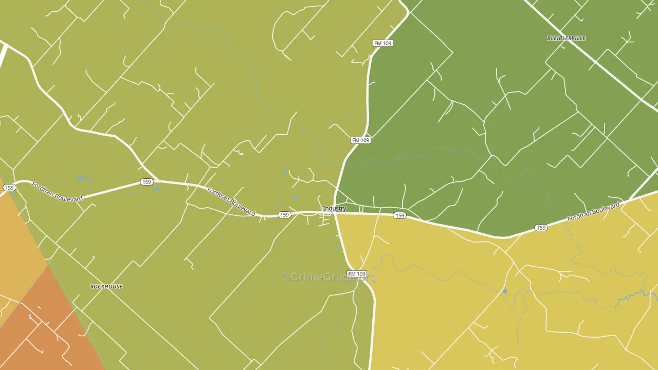 Industry, TX Map of Robbery Rates