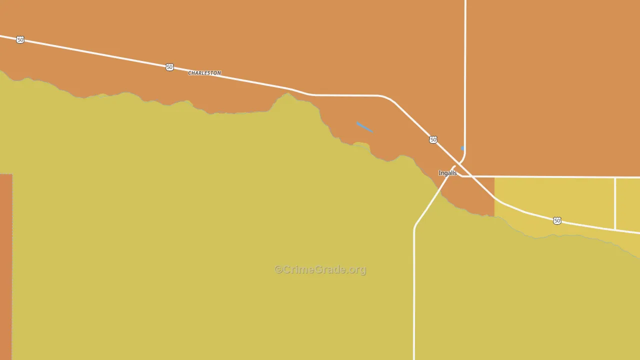 Ingalls, KS Map of Robbery Rates