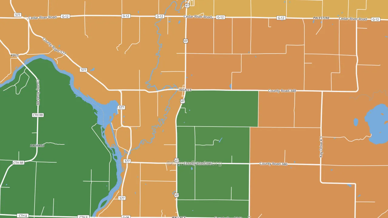 Ingalls, MI Map of Robbery Rates