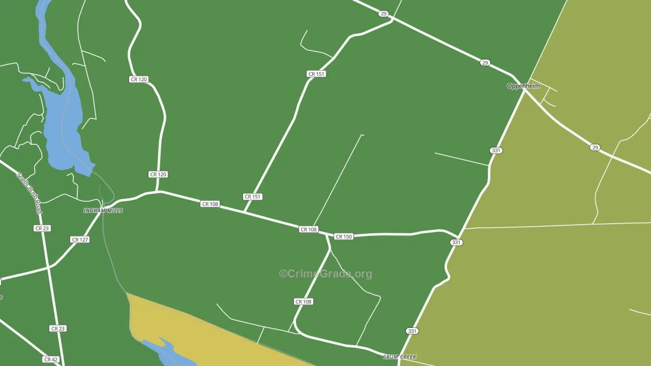Ingham Mills, NY Map of Robbery Rates