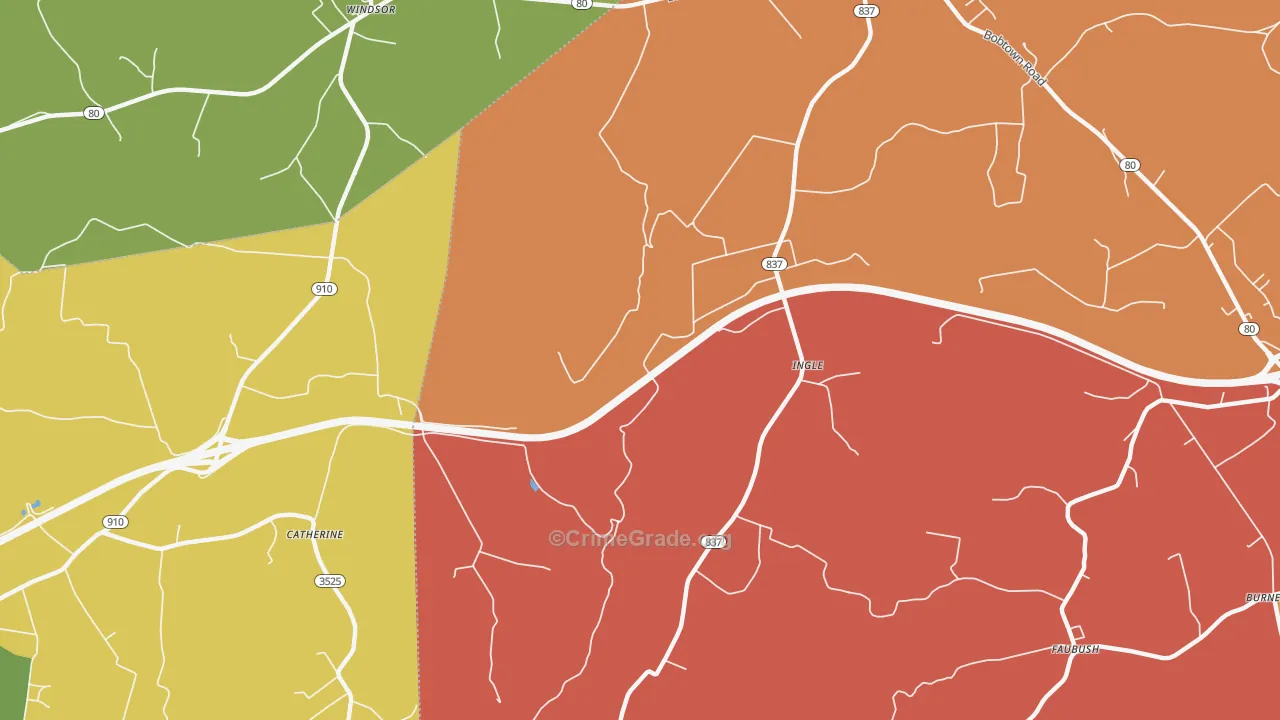 Ingle, KY Map of Robbery Rates