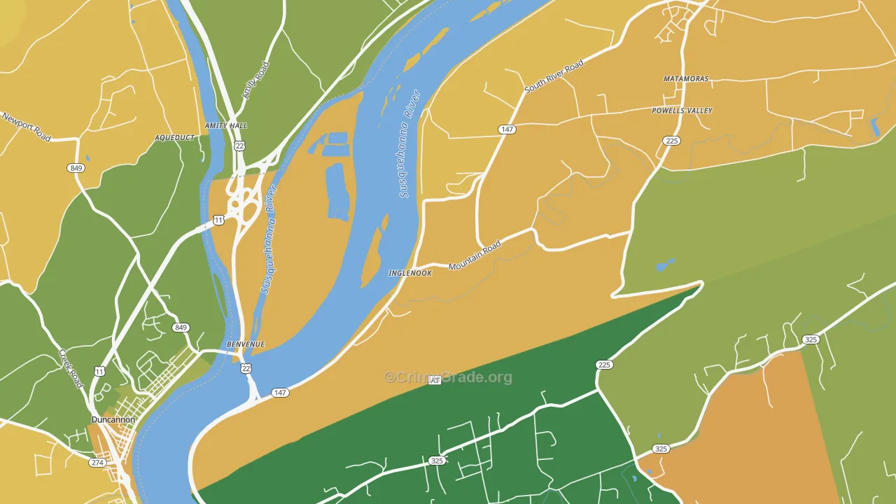 Inglenook, PA Map of Robbery Rates