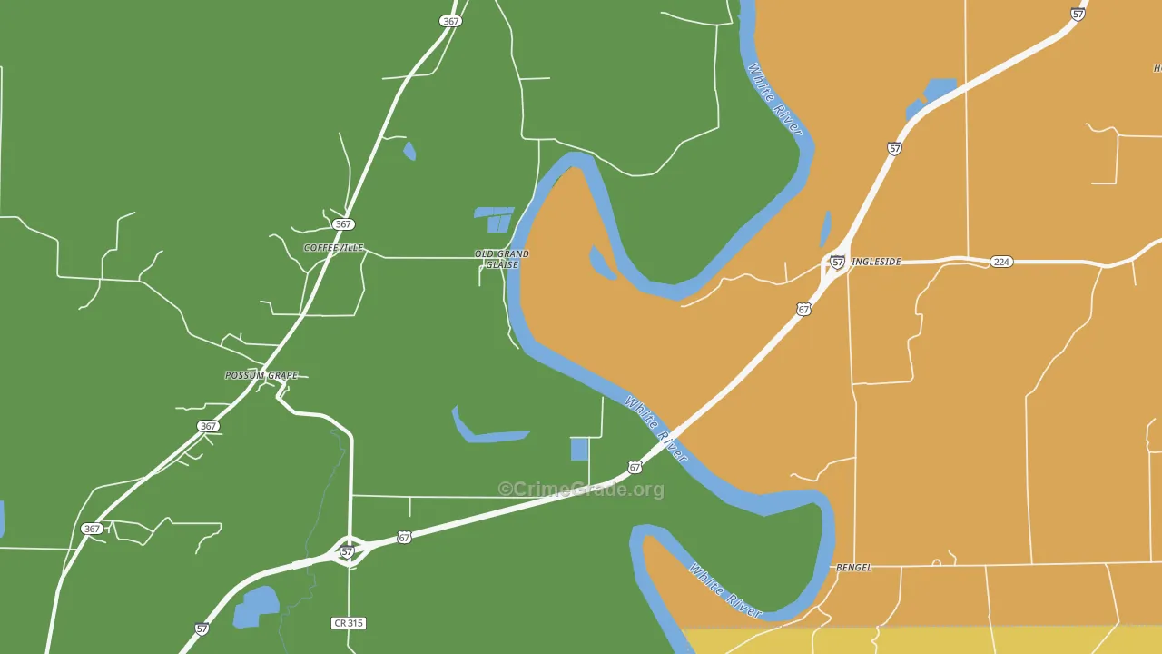 Ingleside, AR Map of Robbery Rates
