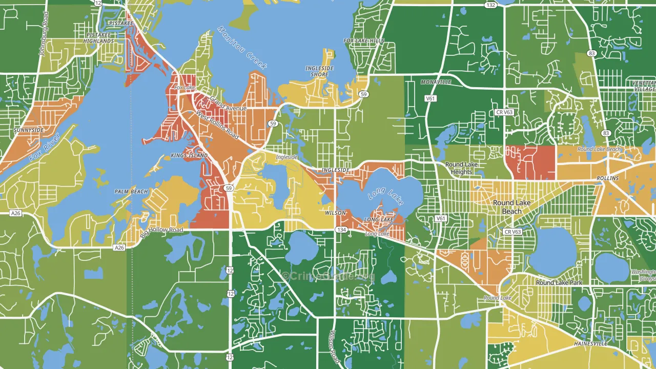 Ingleside, IL Map of Robbery Rates