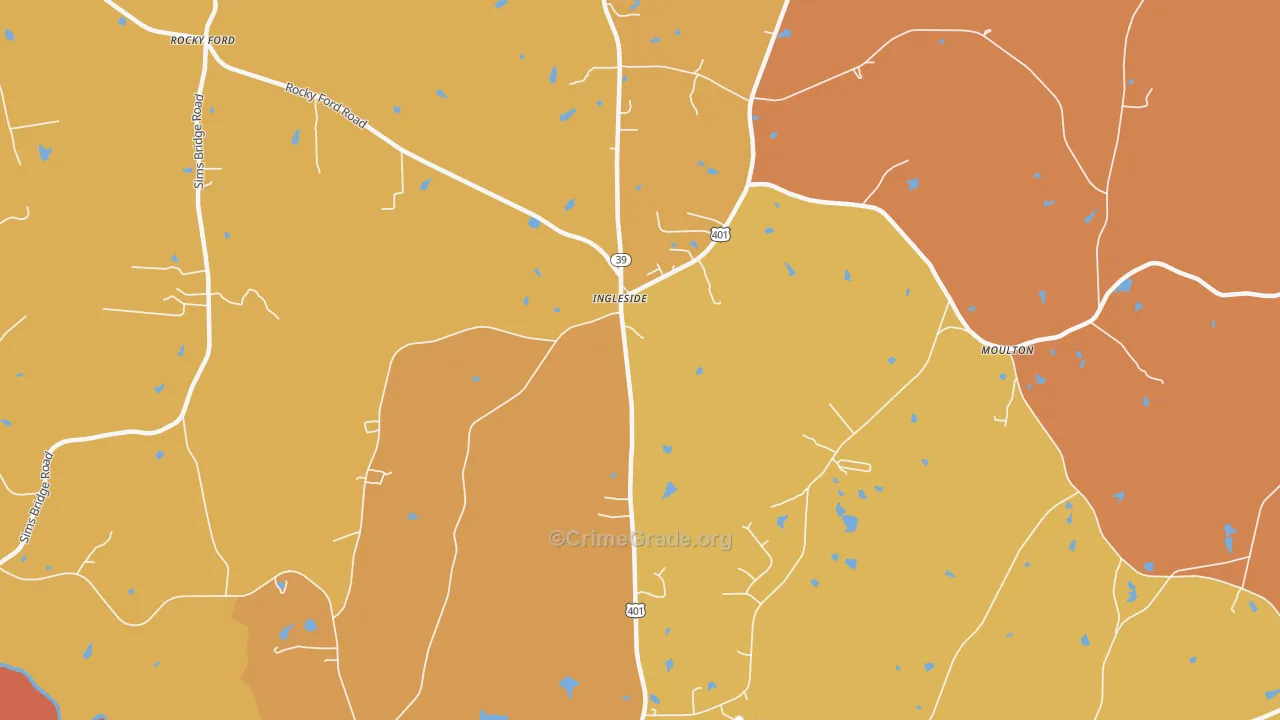 Ingleside, NC Map of Robbery Rates