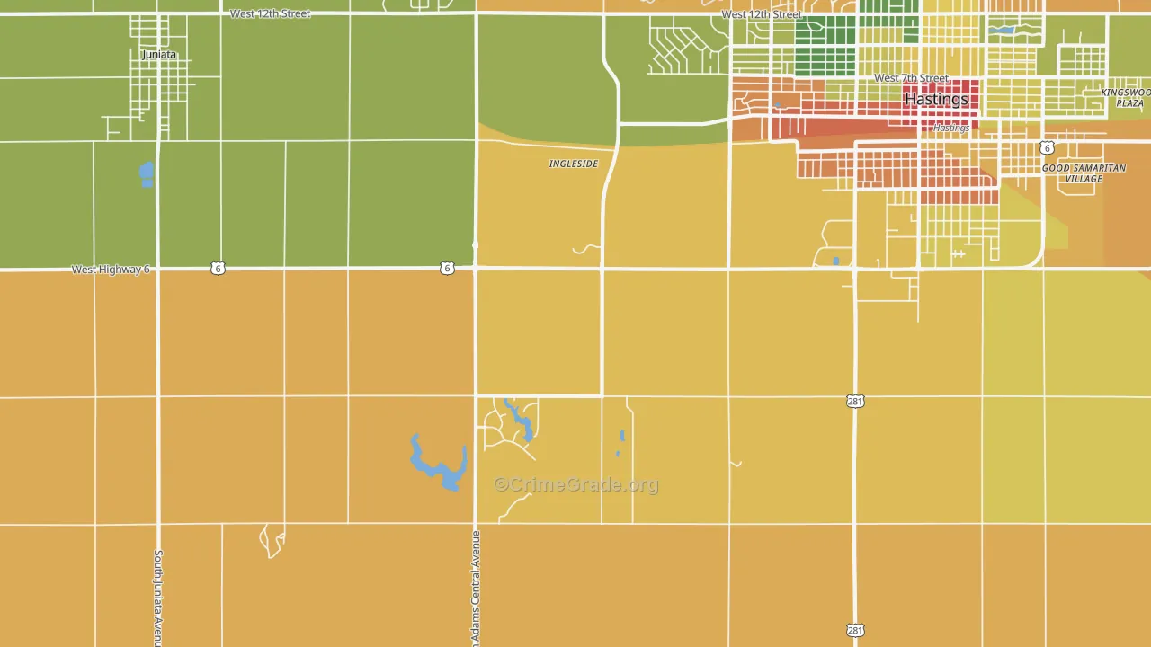 Ingleside, NE Map of Robbery Rates