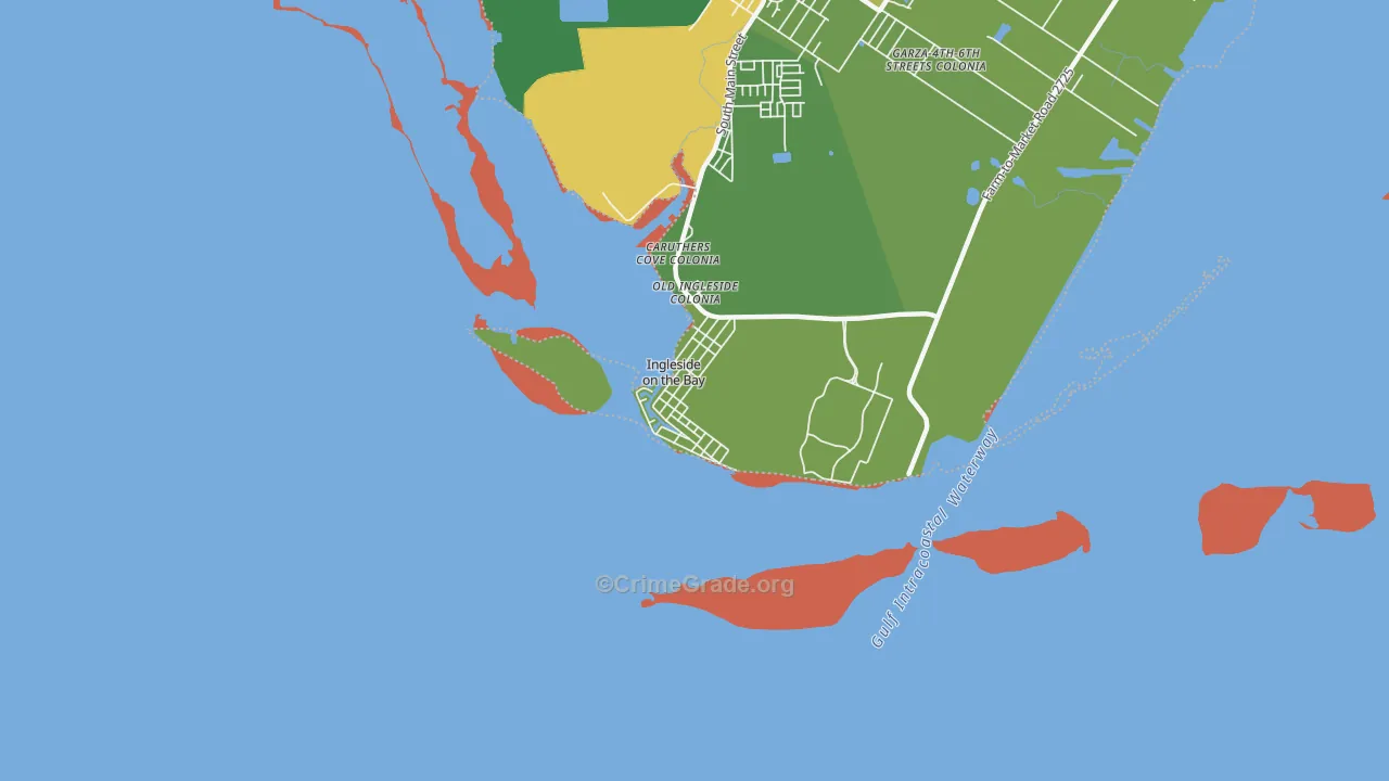 Ingleside on the Bay, TX Map of Robbery Rates