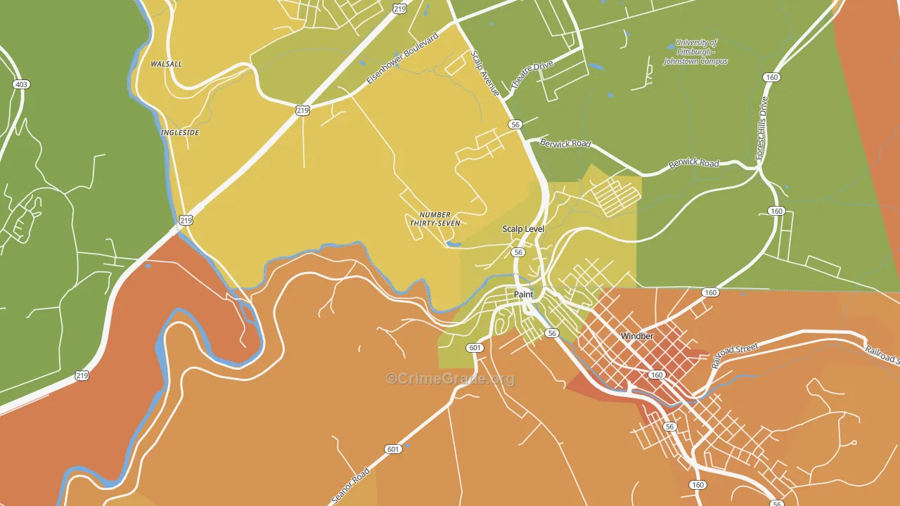 Ingleside, PA Map of Robbery Rates