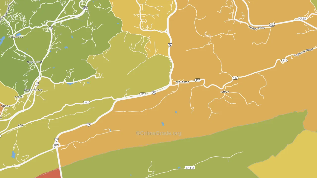 Ingleside, WV Map of Robbery Rates