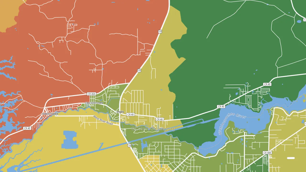 Inglis, FL Map of Robbery Rates