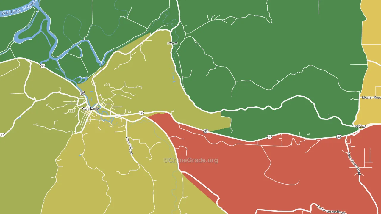 Inglis, OR Map of Robbery Rates