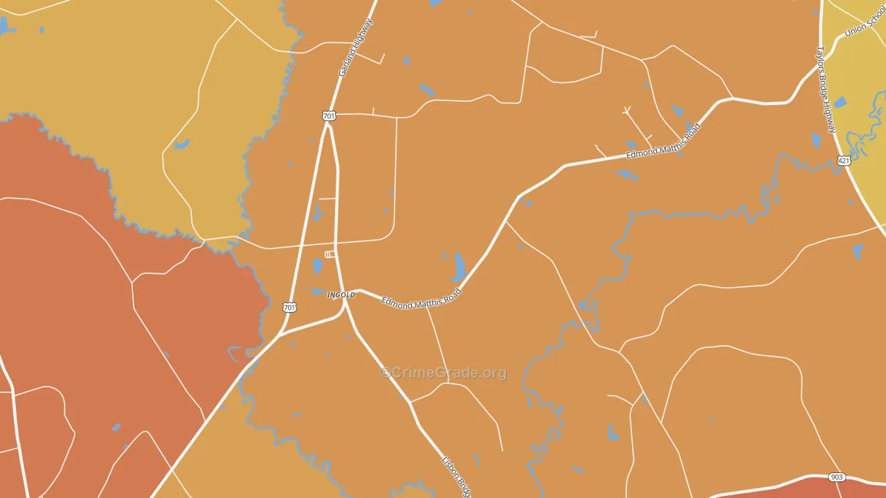 Ingold, NC Map of Robbery Rates