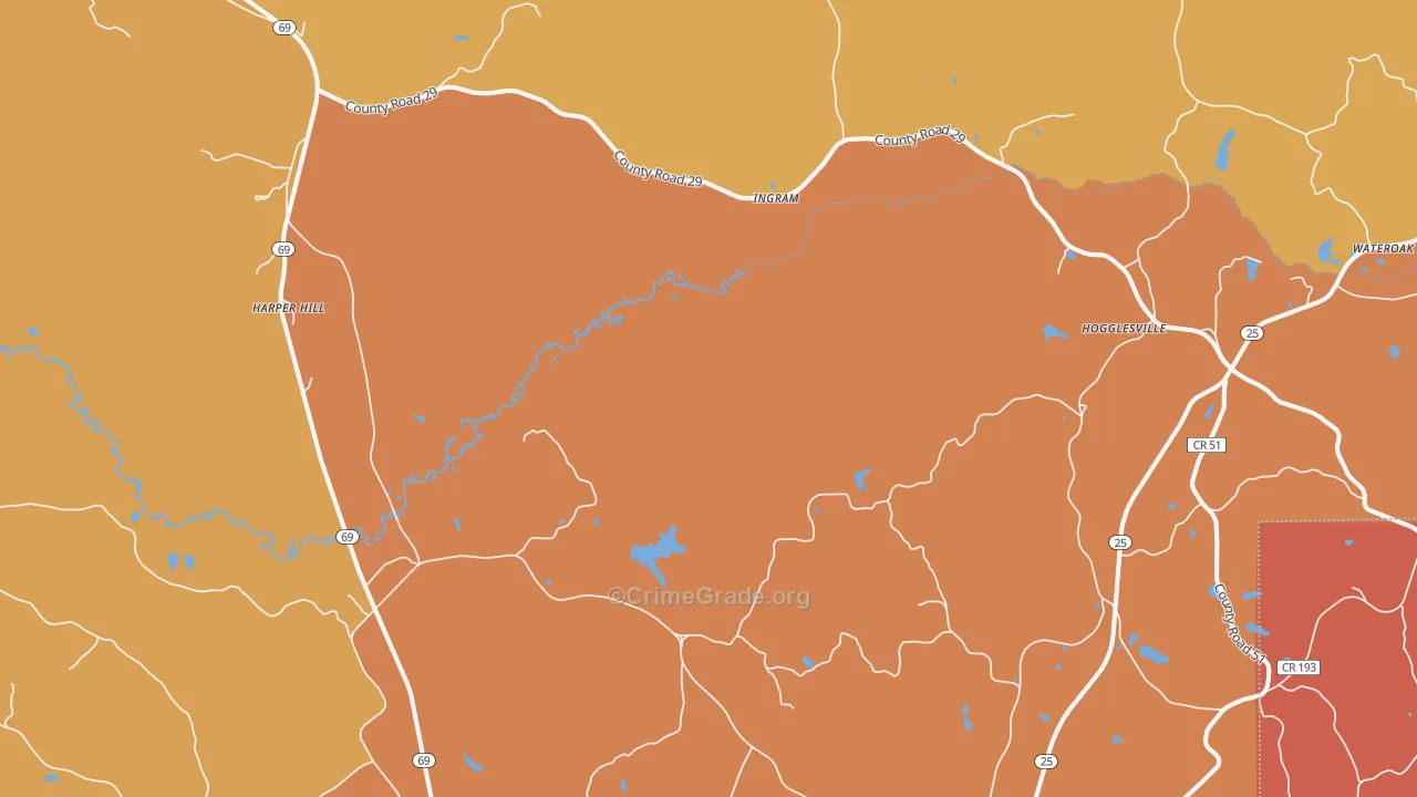 Ingram, AL Map of Robbery Rates