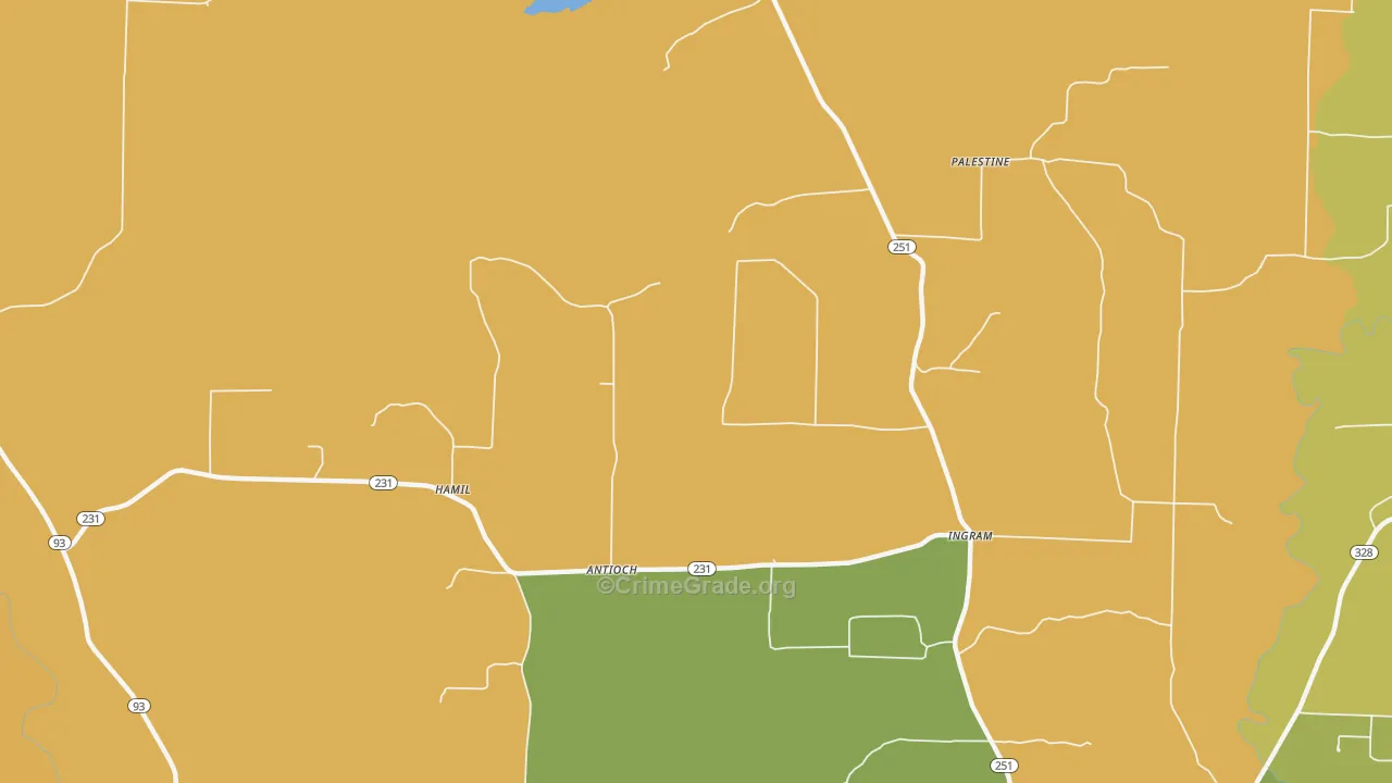 Ingram, AR Map of Robbery Rates