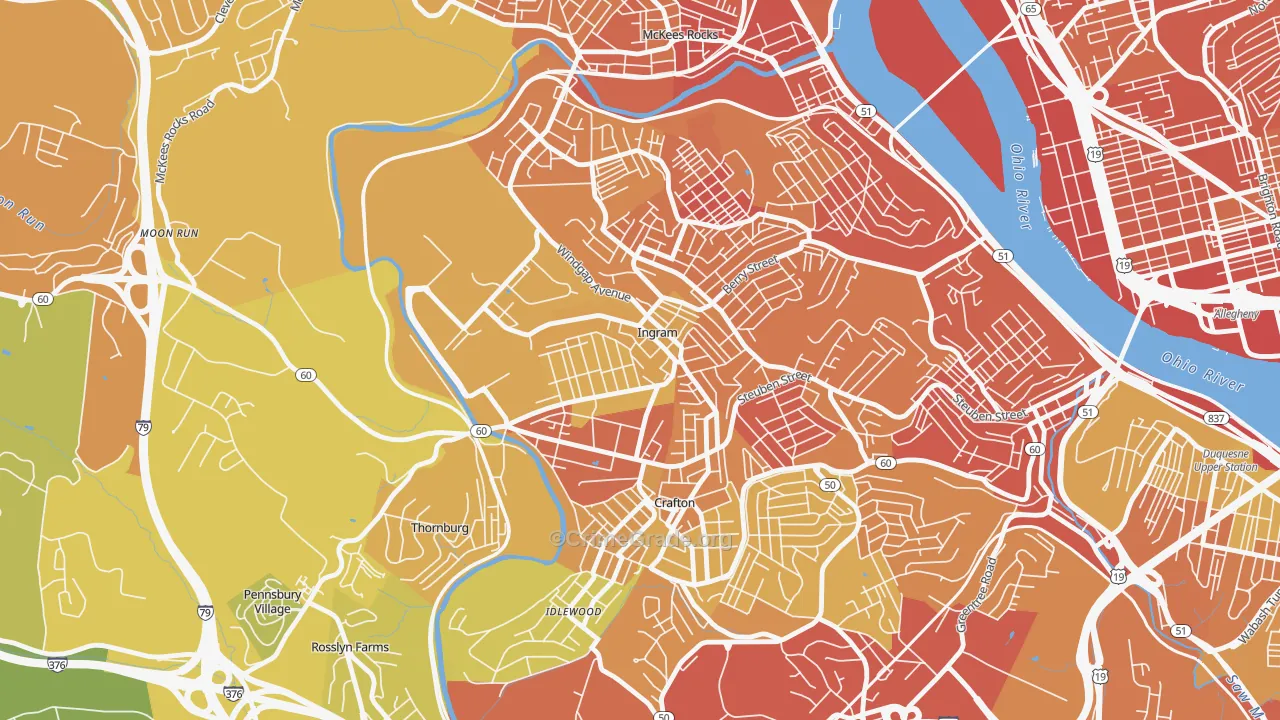 Ingram, PA Map of Robbery Rates