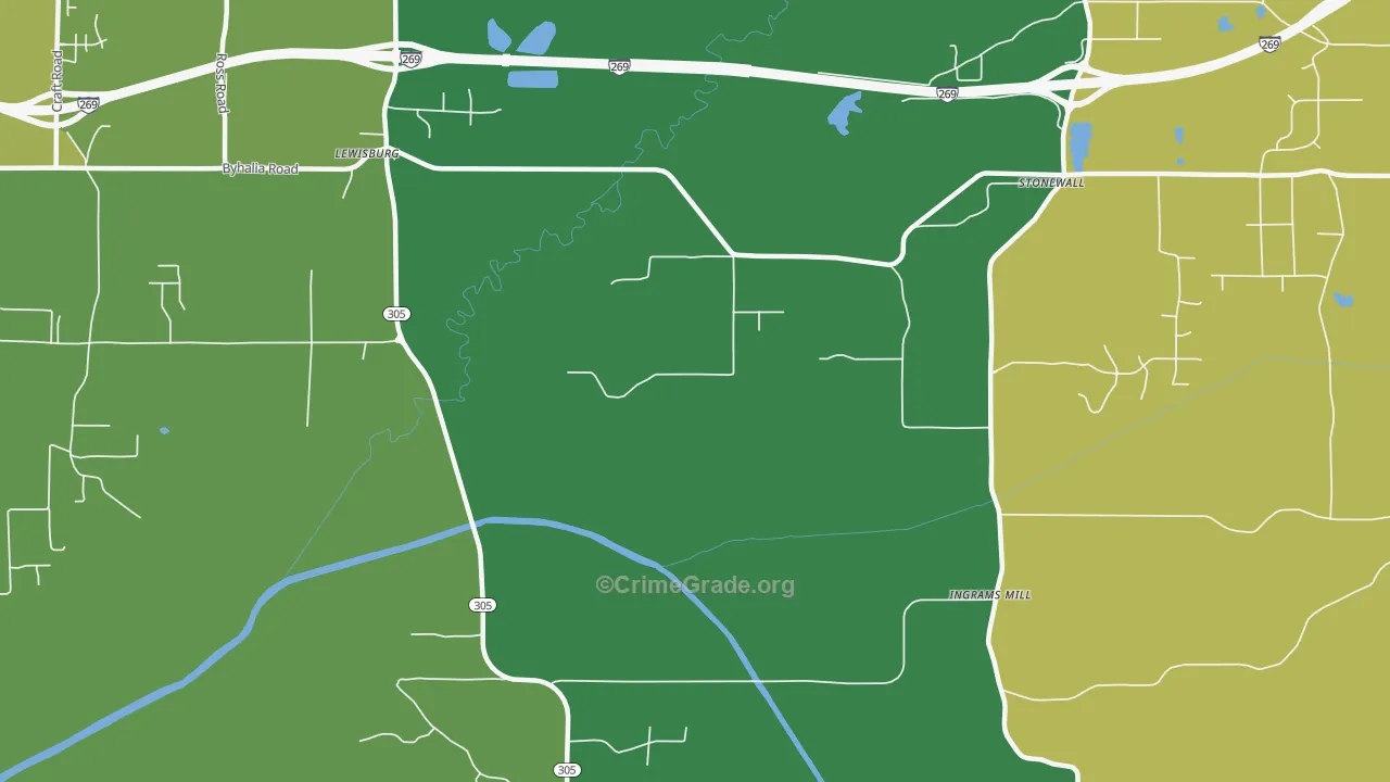 Ingrams Mill, MS Map of Robbery Rates