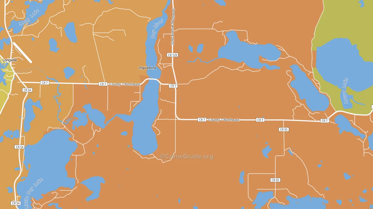 Inguadona, MN Map of Robbery Rates