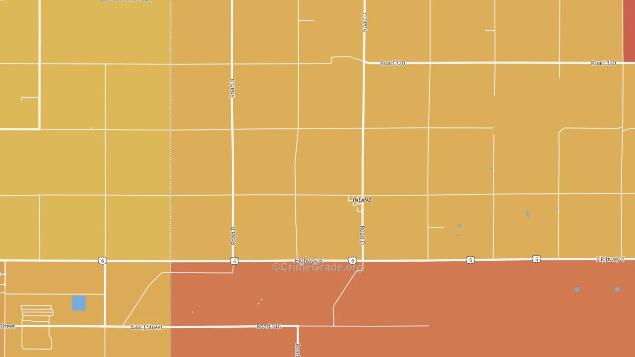 Inland, NE Map of Robbery Rates