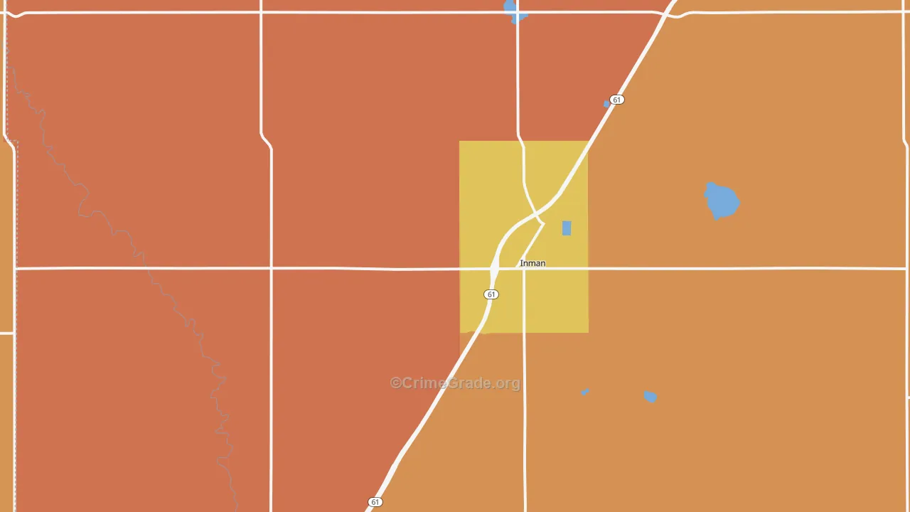 Inman, KS Map of Robbery Rates