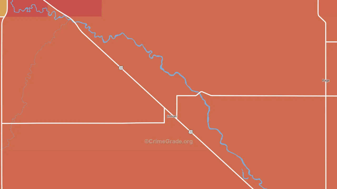 Inman, NE Map of Robbery Rates