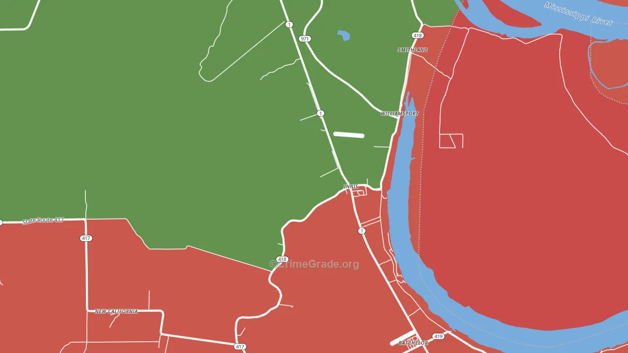 Innis, LA Map of Robbery Rates