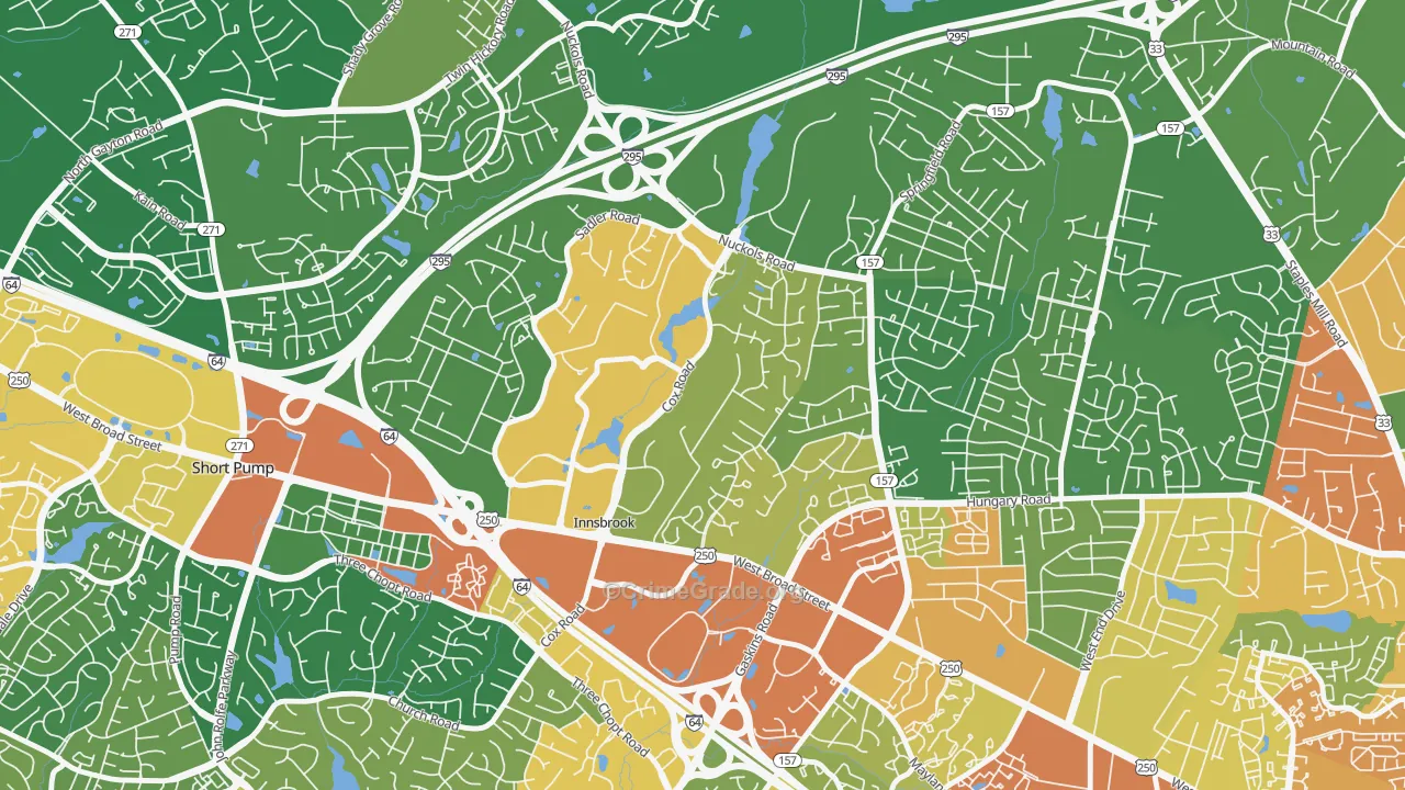 Innsbrook, VA Map of Robbery Rates