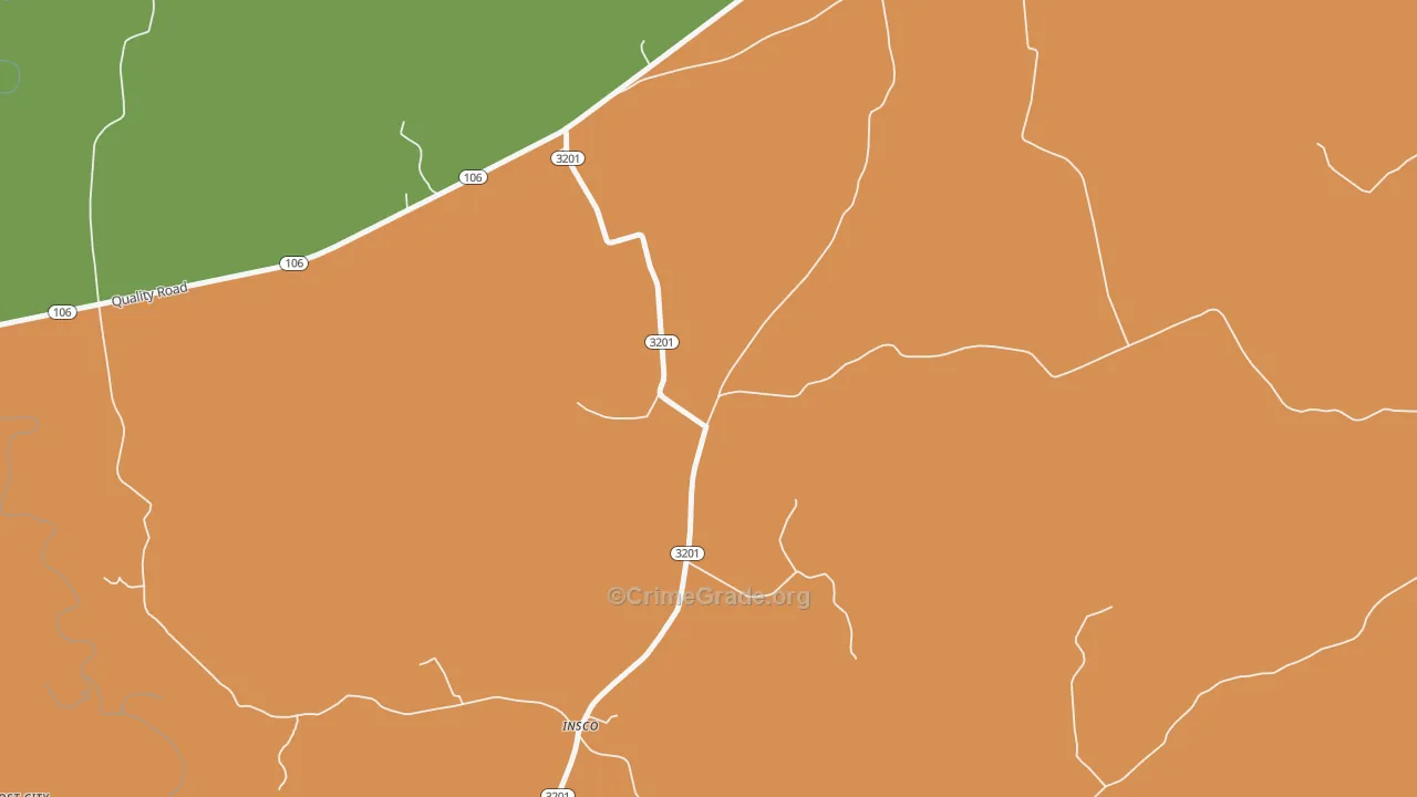 Insco, KY Map of Robbery Rates