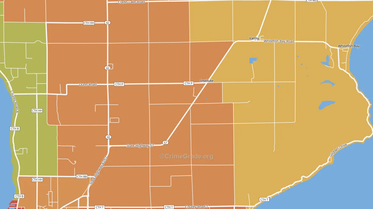 Institute, WI Map of Robbery Rates