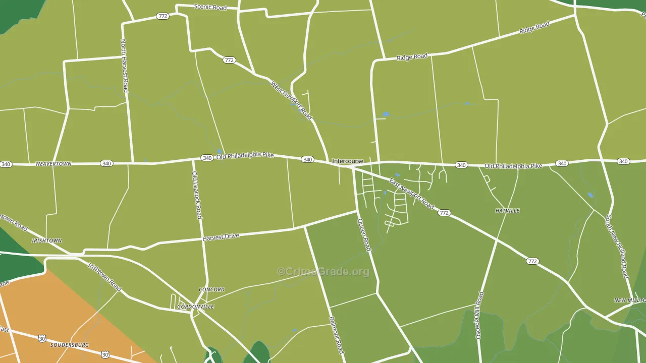 Intercourse, PA Map of Robbery Rates