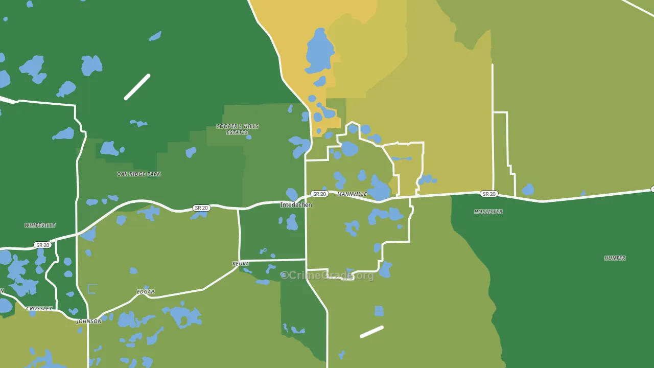Interlachen, FL Map of Robbery Rates