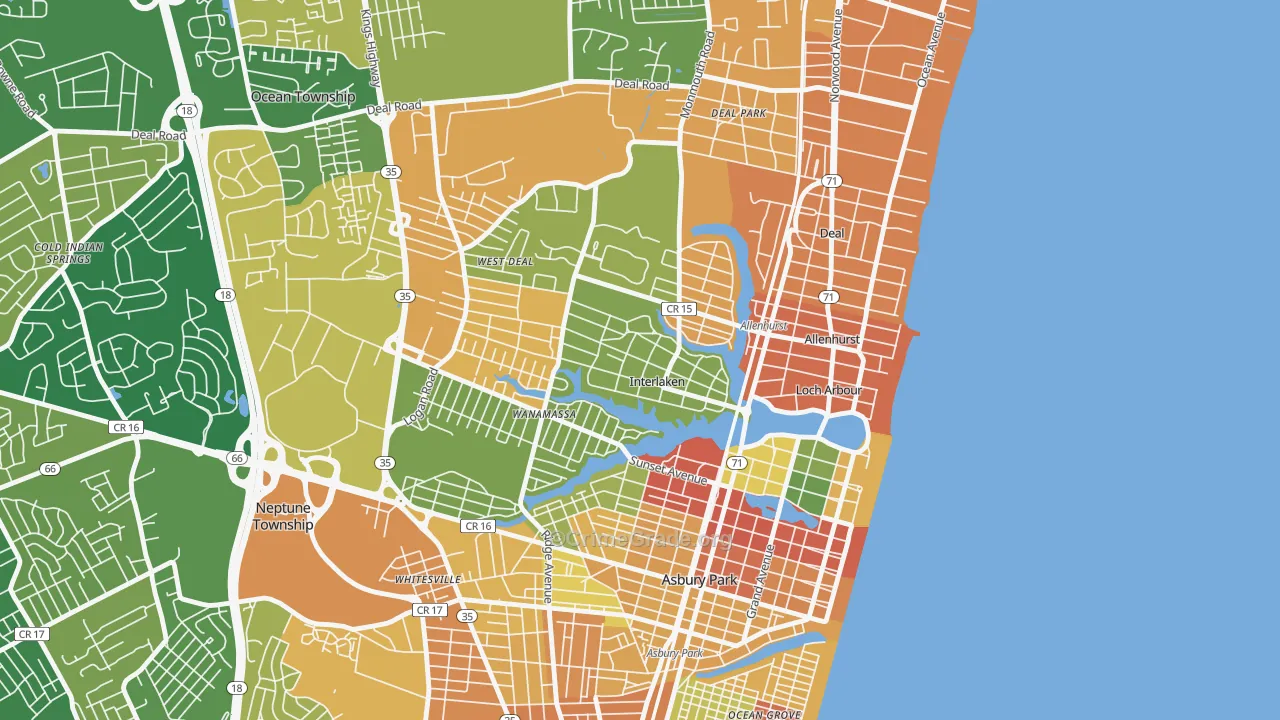 Interlaken, NJ Map of Robbery Rates