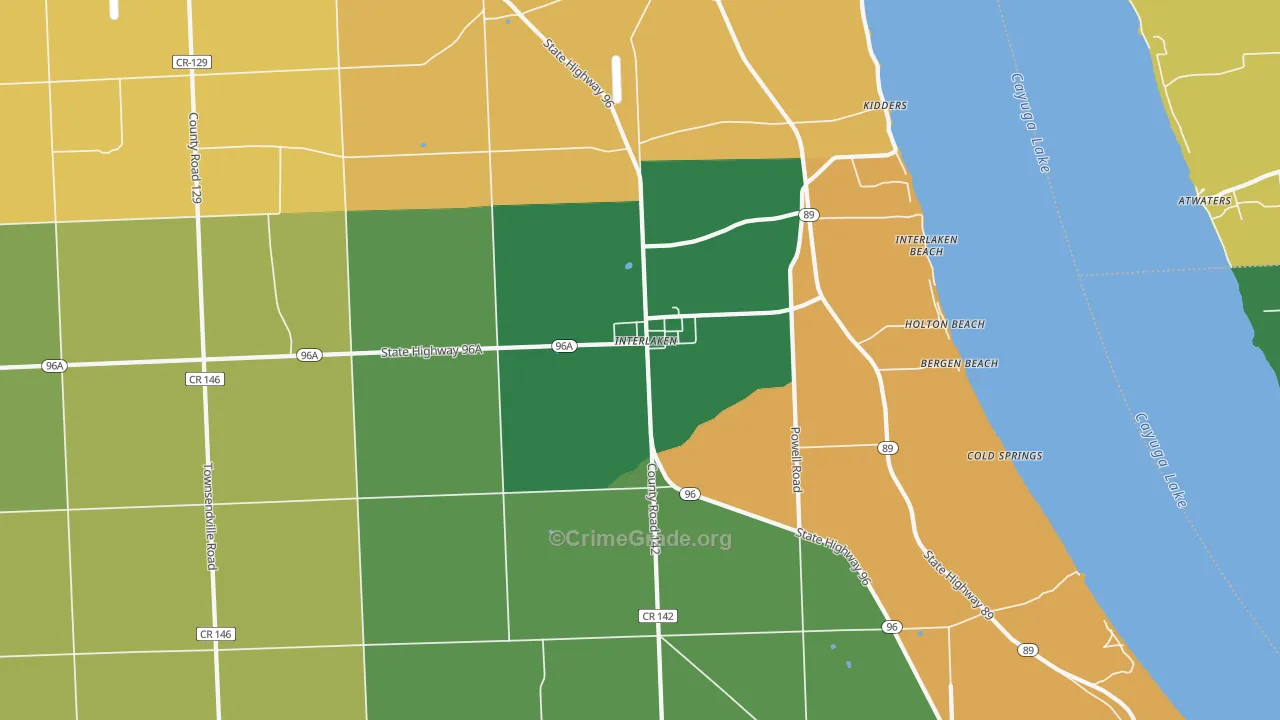 Interlaken, NY Map of Robbery Rates