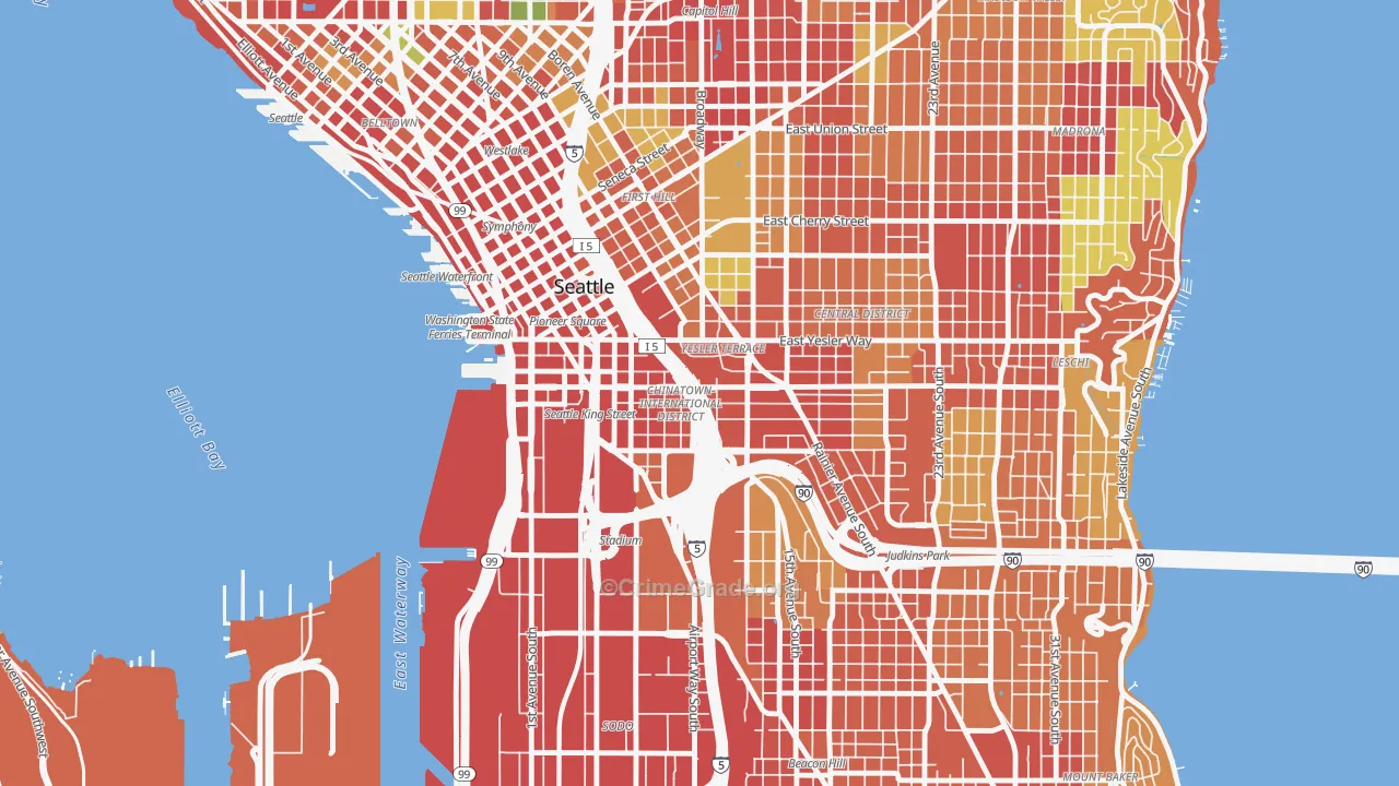 International District, Seattle, WA Map of Robbery Rates