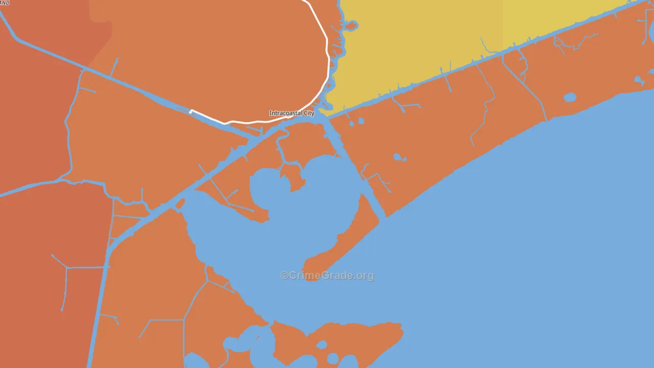 Intracoastal City, LA Map of Robbery Rates